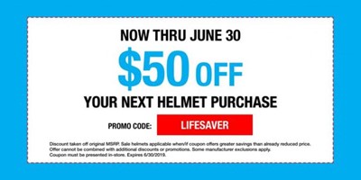 Helmet Coupon: $50 OFF