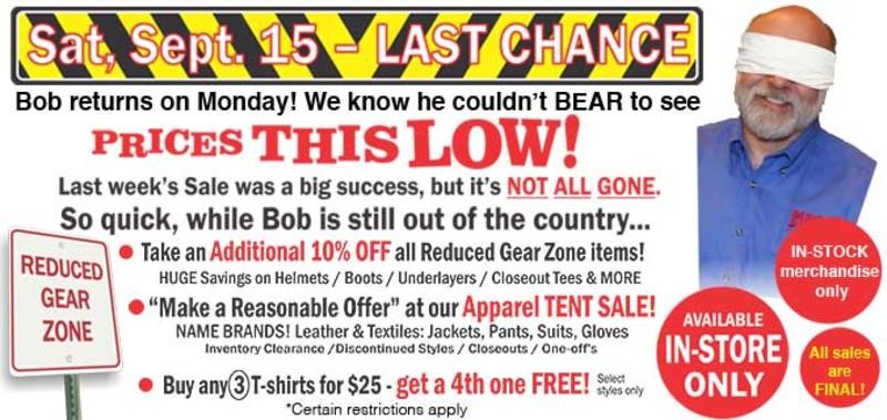 One Day Sale Continues…Hurry Before Bob Returns!