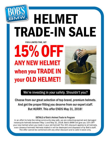 May Helmet Trade-In Sale