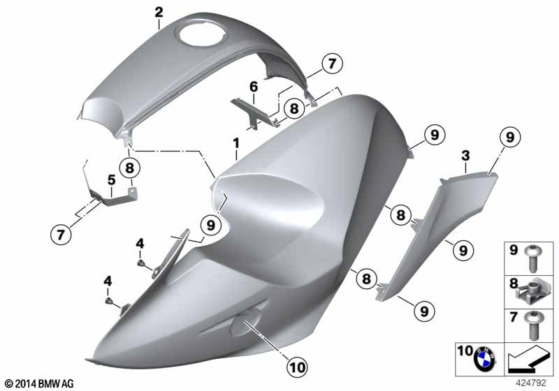 Part 46637697253 Rear bracket for BMW Motorrad R 1200 S Spline Fairing side section Center part Frame Body Fairing Luggage 46