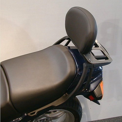 Fully Adjustable Driver's Backrest For 1997-2004 BMW R1100RT & R1150 RT. This Cavalry Backrest Adds Comfort On Long Rides With Its Adjustable Vinyl Design And Included Hardware.