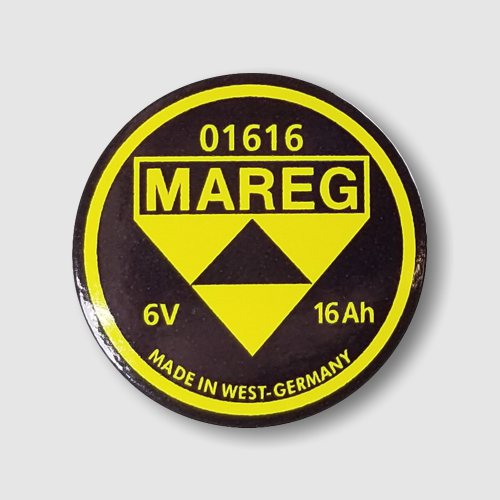 Mareg Battery Emblem - 16ah, Replica for 1955-'69 | Bob's